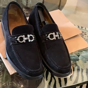 Salvatore Ferragamo Men's Black Suede Loafers